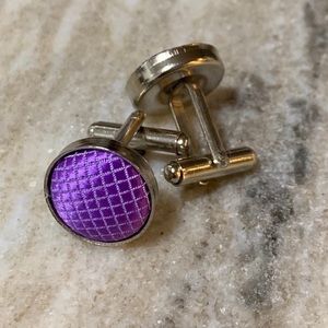 Solid Purple Round Cloth Cuff Links